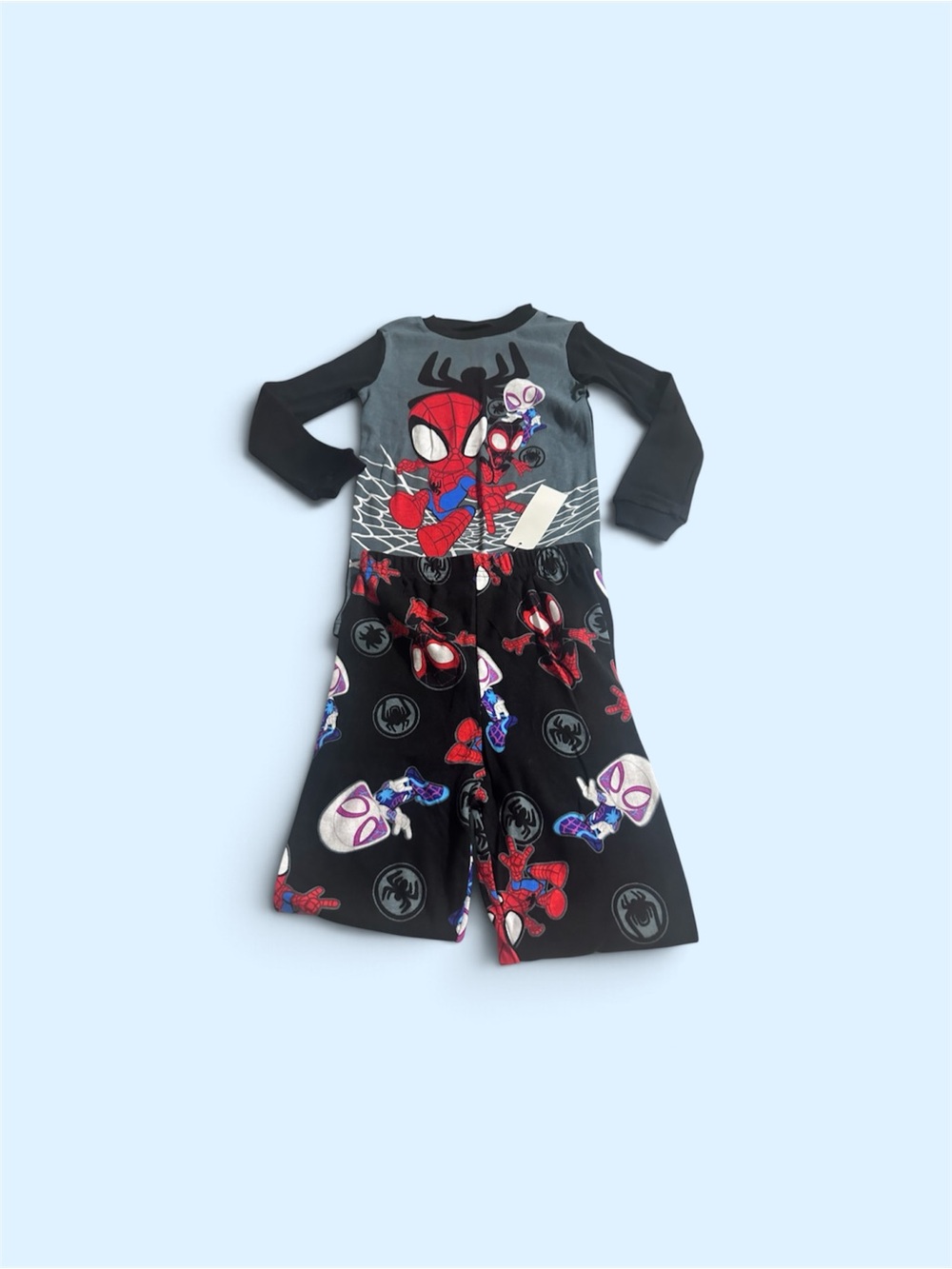 MARVEL Kids Spider-Man Superhero Pajama Costume Set - Black & Gray New With Tags